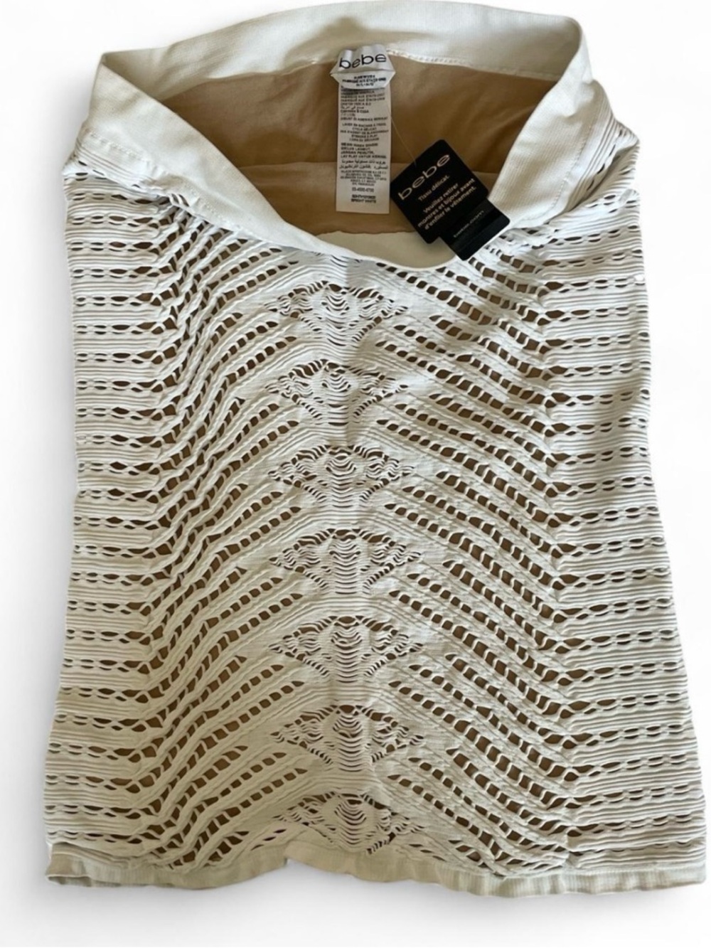 bebe Cream Crochet-Style Skirt